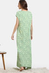 Zivame Floral Vines Woven Full Length Nightdress - Arcadian Green — thumbnail 4